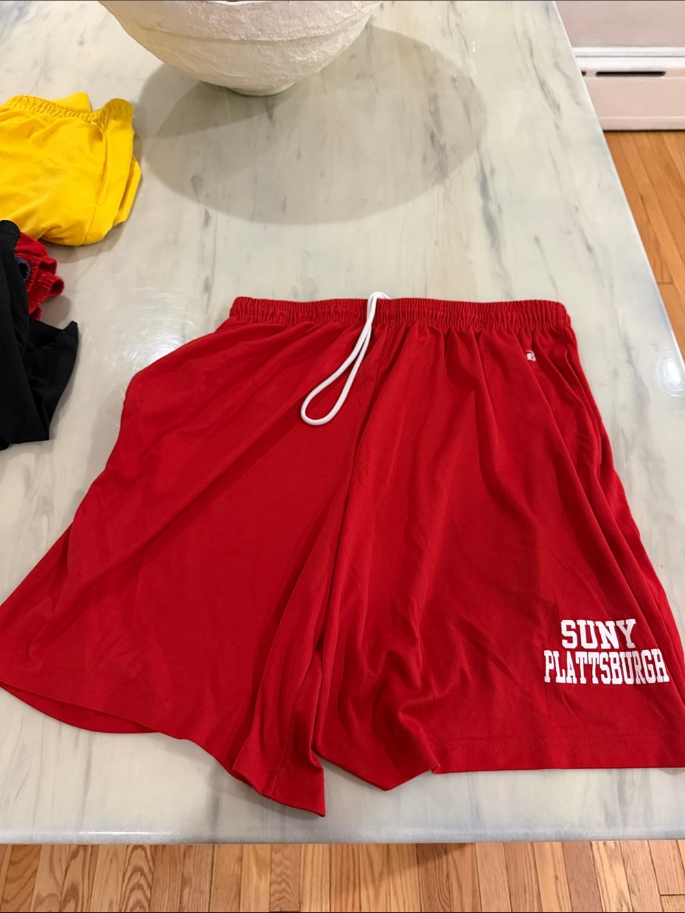 SUNY Plattsburgh Red Athletic Shorts with Drawstring